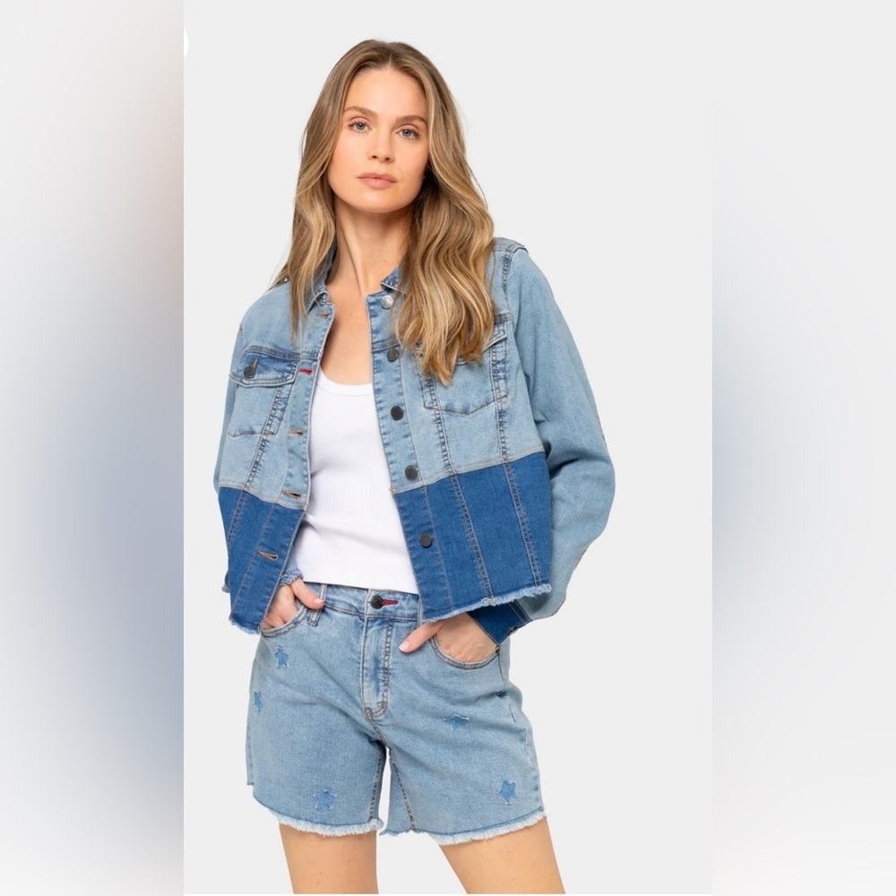 Peace Love World Light Blue Denim Jacket - Picture 1 of 5